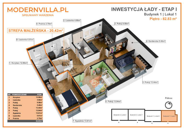 master bedroom, 4 pokoje dwie łazienki i pralnia