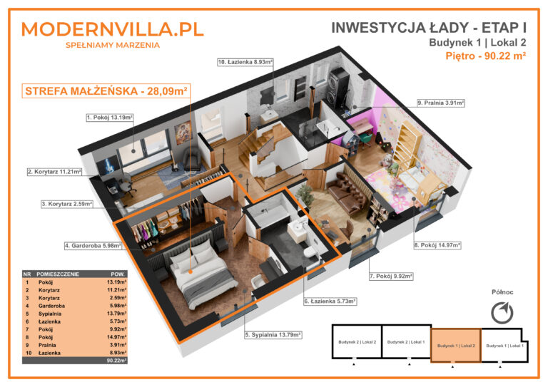 Piętro, Master bedroom, 4 sypialnie dwie łazienki i pralnia